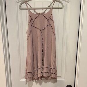 Lulus Sister Moon Mauve Embroidered Swing Dress